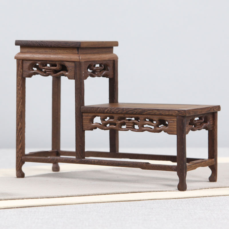 Red Wood Purple Cassera Pot Shelf Tea Set Small Bou Ancient Rack Swing rack Chicken Wings Wood Multi Treasure Cabinet Creative Home Ornaments-Taobao