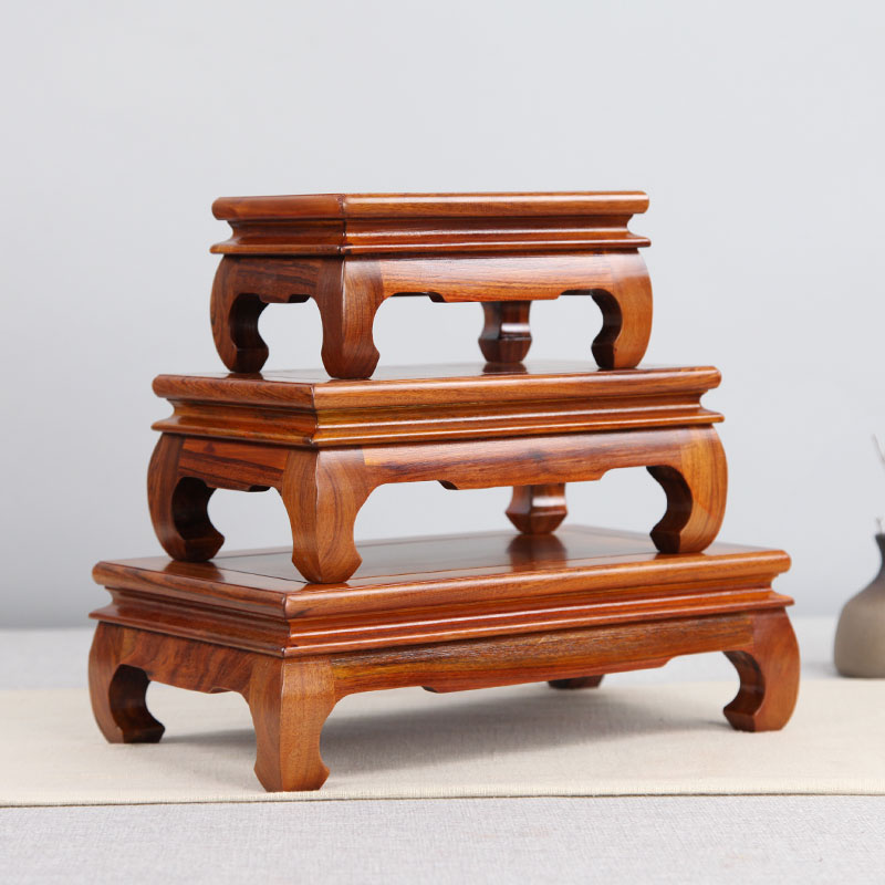 Mahogany carving crafts decoration base Acid branch wood Ebony solid wood rectangular odd stone flower pot base