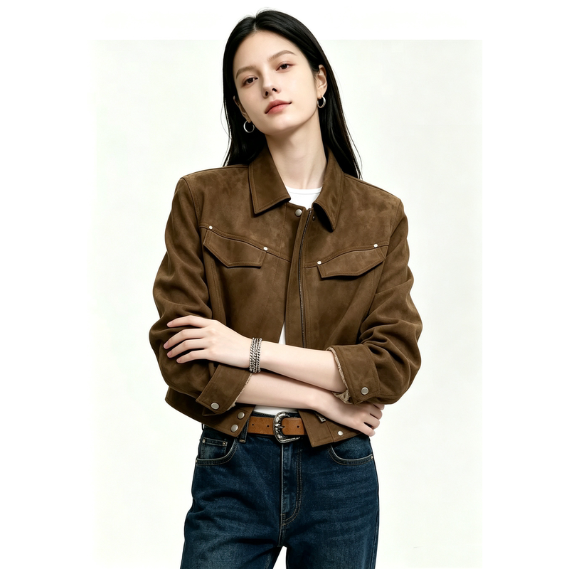 [Same Style as Song Yuqi] Mo Fine Velvet Shoulder-Padded Boxy Short Jacket, New Autumn 26 Collection, Versatile Casual Jacket