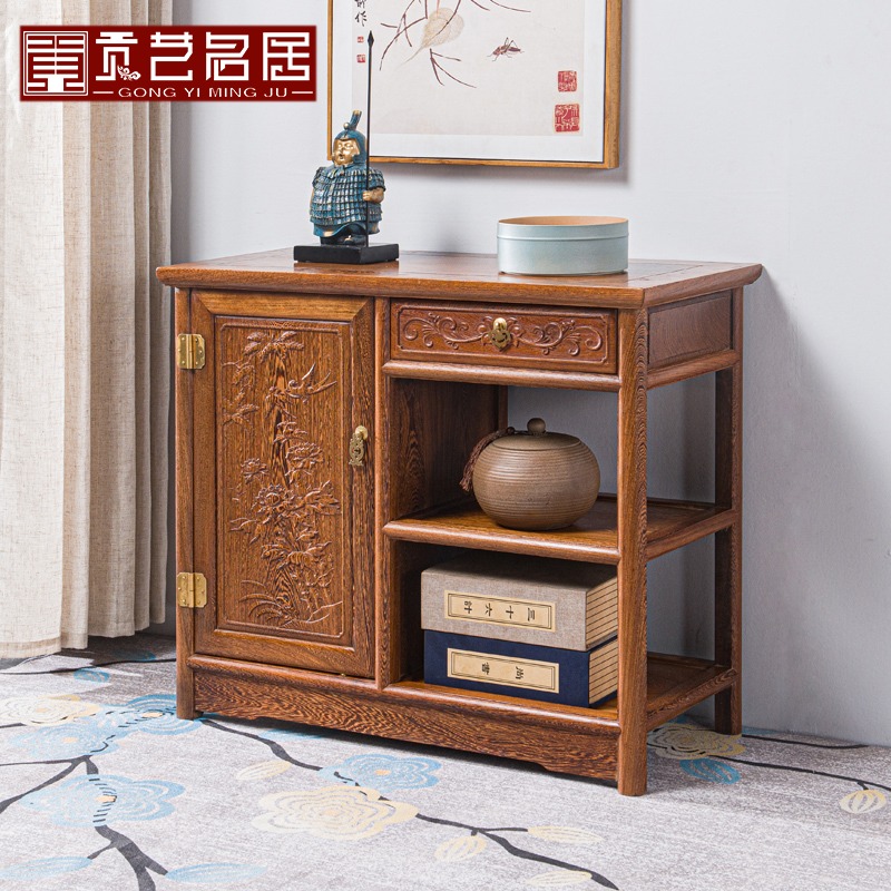 Chicken Wenge Furniture Mahogany Dining Cabinet Chinese Solid Wood Dining Room Tea Room Living Room Multifunctional Tea Cabinet Storage Cabinet