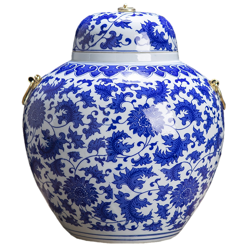 Jingdezhen ceramic tank storage tank general blue and white porcelain jar with cover caddy fixings home furnishing articles home decoration