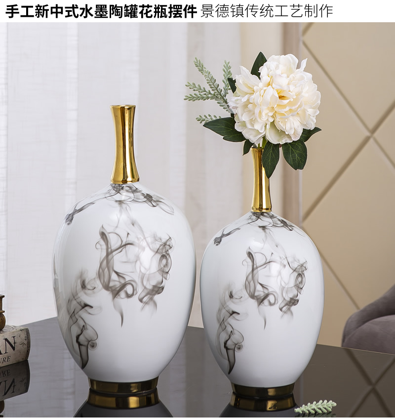 New Chinese style light the key-2 luxury ceramic vase is placed between example floor dried flowers, soft adornment flower arrangement sitting room furnishings