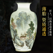 Jingdezhen Ceramic Vase ornaments landscape flowers and birds New Chinese living room porch decoration porcelain flower arrangement Art Decoration