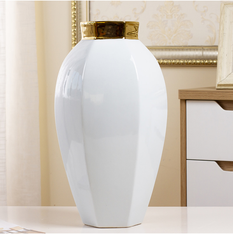 Nordic contracted white ceramic vase furnishing articles TV ark, small pure and fresh and dried flowers, flower arrangement table sitting room adornment