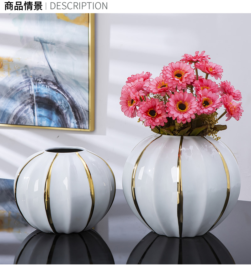 Jingdezhen ceramic vase furnishing articles Nordic dried flowers sitting room adornment flower arranging creative contracted light key-2 luxury table decoration