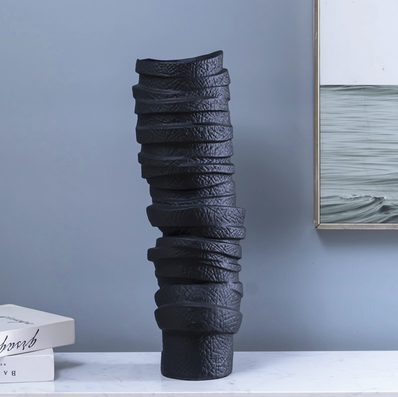 Modern minimalist vase creative contracted sitting room, black ceramic furnishing articles dried flowers flower arrangement home soft decoration