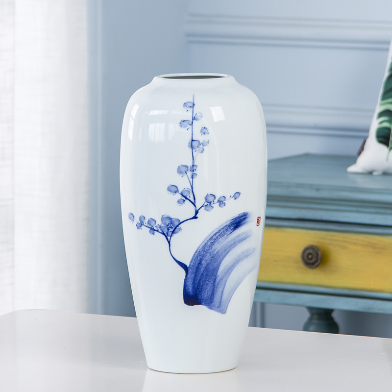 Jingdezhen ceramic vase furnishing articles dried flowers sitting room adornment flower arrangement of new Chinese style antique hand - made porcelain decoration
