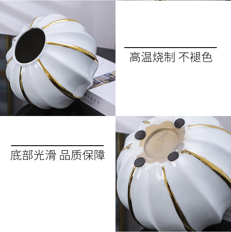 Jingdezhen ceramic vase furnishing articles Nordic dried flowers sitting room adornment flower arranging creative contracted light key-2 luxury table decoration