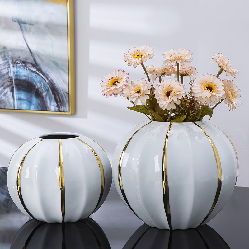 Jingdezhen ceramic vase furnishing articles Nordic dried flowers sitting room adornment flower arranging creative contracted light key-2 luxury table decoration