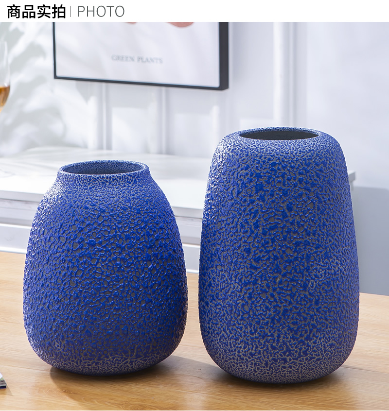 Jingdezhen ceramic vase furnishing articles Nordic dried flowers flower arrangement table sitting room is decorated creative contracted blue flowers