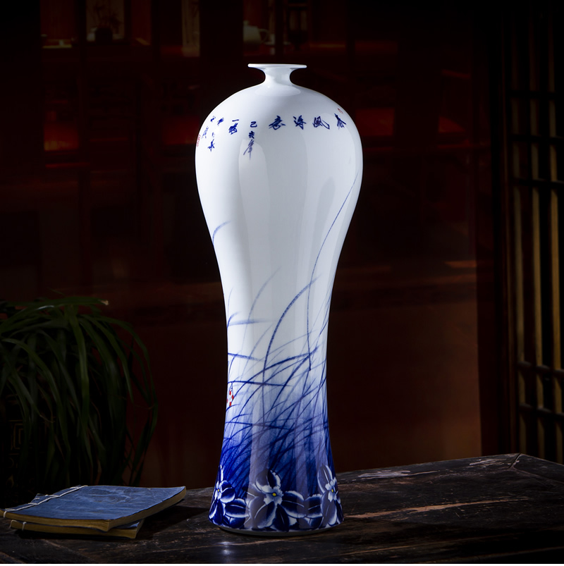 Jingdezhen ceramic vase furnishing articles by hand - made the sitting room of Chinese style household adornment flower arranging rich ancient frame handicraft