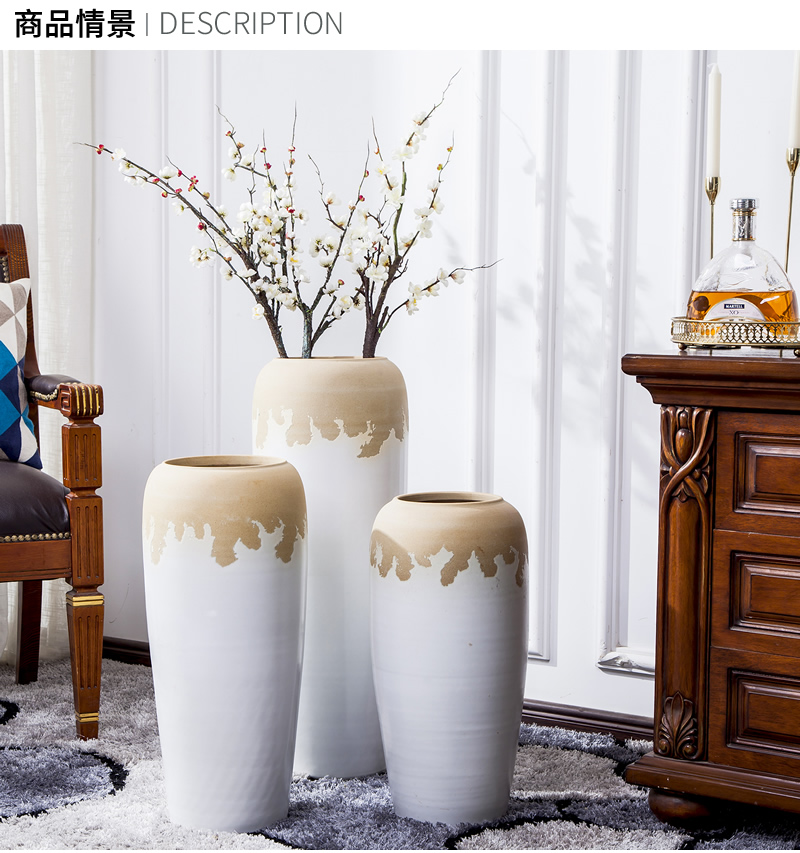 Jingdezhen big vase landed sitting room of I and contracted flower arranging dried flower adornment is placed large lucky bamboo decoration