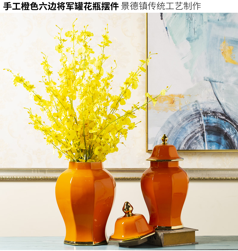 General jingdezhen ceramic pot vase light key-2 luxury furnishing articles new Chinese flower arranging dried flowers sitting room decorate household pottery