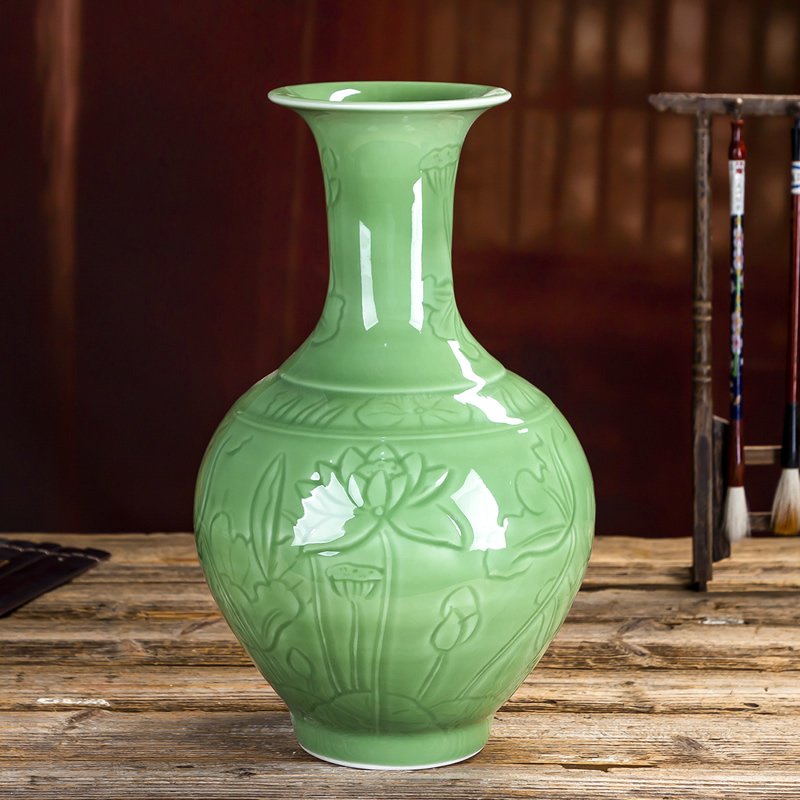 Jingdezhen ceramic vase furnishing articles of Chinese style restoring ancient ways flower arranging flower arrangement sitting room adornment is light decoration key-2 luxury celadon porcelain