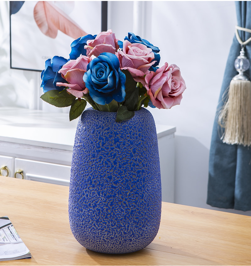 Jingdezhen ceramic vase furnishing articles Nordic dried flowers flower arrangement table sitting room is decorated creative contracted blue flowers