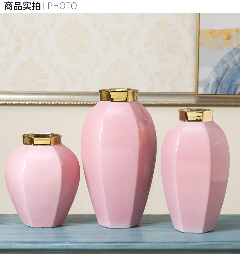 Jingdezhen ceramic vases, the sitting room porch TV ark edge ark of what adornment flower implement gold - plated furnishing articles simulation flower arranging flowers