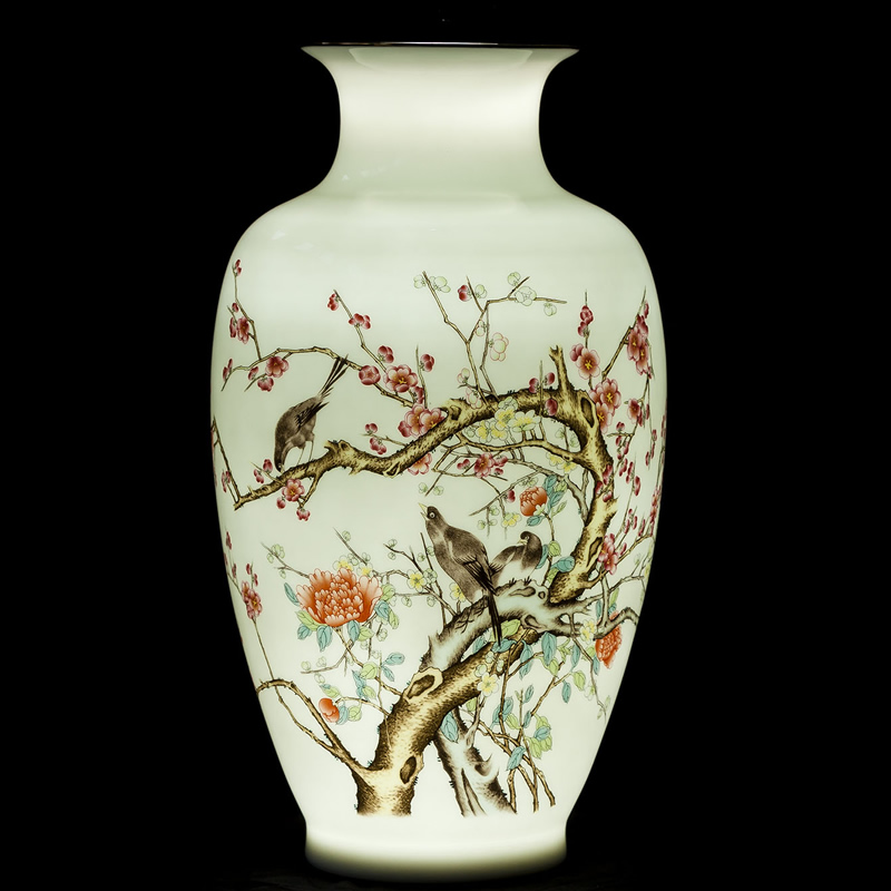 Jingdezhen ceramic vase furnishing articles of new Chinese style landscape painting of flowers and birds in the sitting room porch decoration decorative porcelain flower arranging art