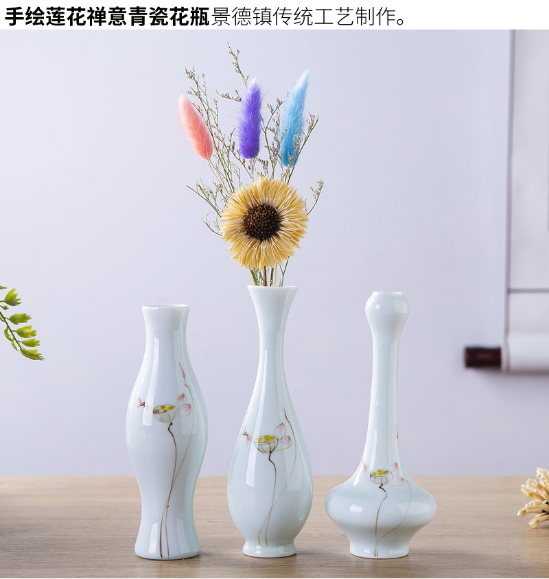 Jingdezhen ceramic floret bottle hand - made lotus flower adornment furnishing articles sitting room tea taking of new Chinese style flower arranging flowers