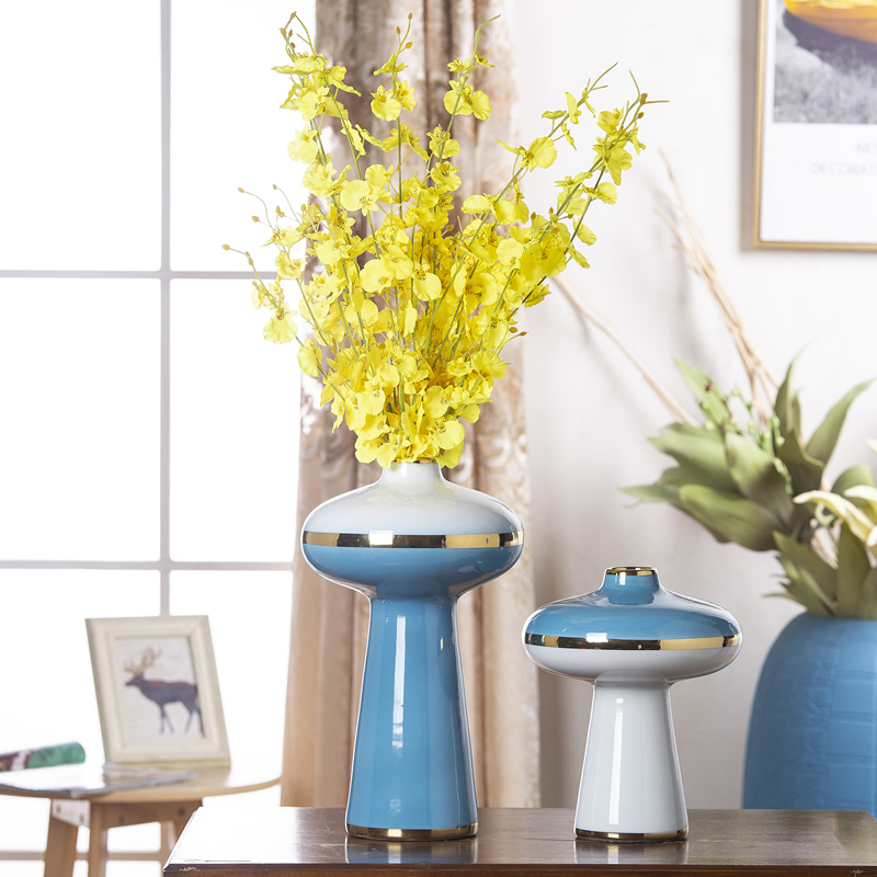 Light modern European - style key-2 luxury ceramic vase American model room household soft adornment furnishing articles sitting room dry flower arranging flowers