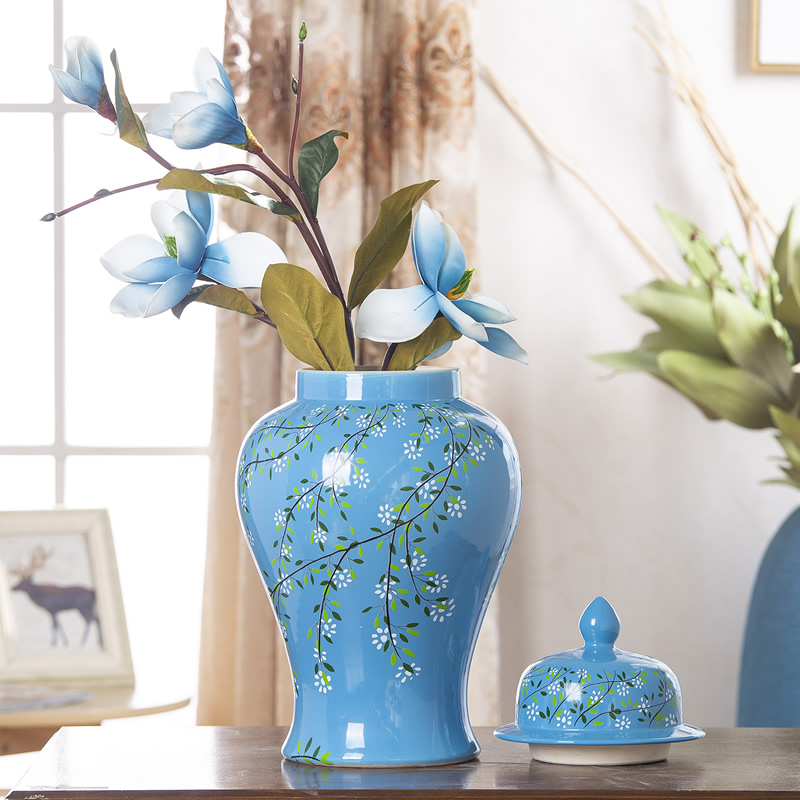 Jingdezhen ceramic vase furnishing articles of new Chinese style living room decoration flower arranging dried flower general tank household soft adornment