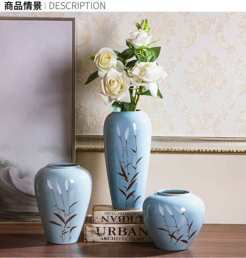 Jingdezhen ceramic vase furnishing articles dried flowers flower arrangement of I sitting room is contracted originality of new Chinese style household ornaments