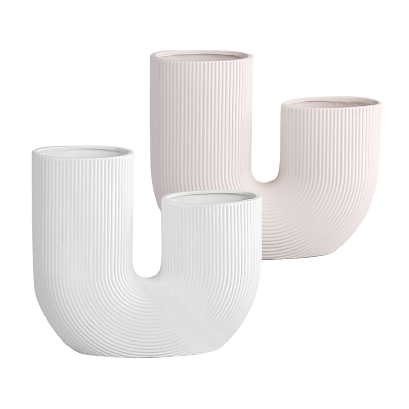 Creative U stripe ceramic vase furnishing articles between I household hotel example dried flowers flower arrangement sitting room adornment