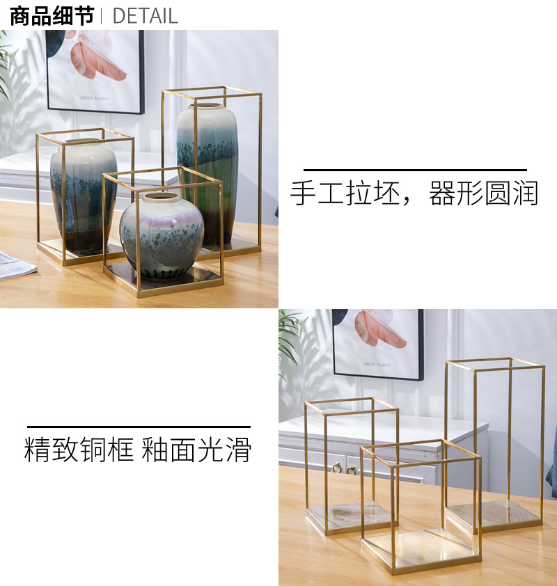 Jingdezhen ceramic vase furnishing articles northern American sitting room light flower arranging new Chinese style key-2 luxury dried flowers decorate the table porcelain