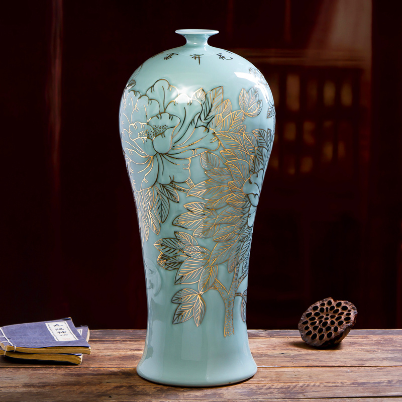 The Master of jingdezhen ceramic vase hand - made shadow blue paint new Chinese style household adornment flower arrangement China sitting room
