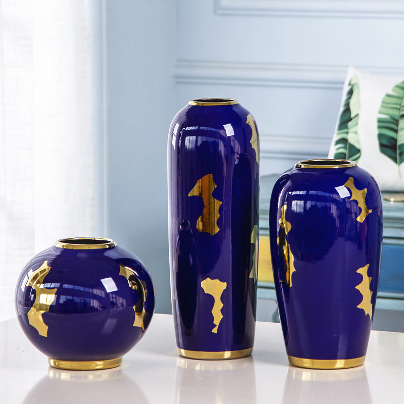 Light the key-2 luxury of modern European jingdezhen ceramic vase furnishing articles sitting room dry flower arranging flowers decorate the table hydroponic ornament