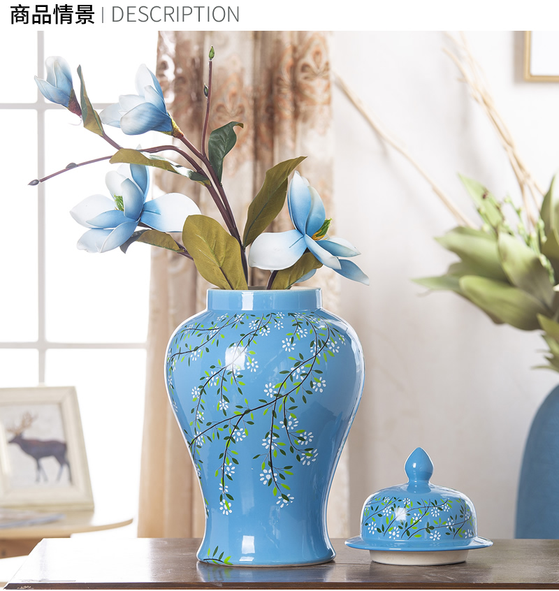 Jingdezhen ceramic vase furnishing articles of new Chinese style living room decoration flower arranging dried flower general tank household soft adornment