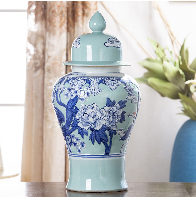 Jingdezhen ceramic vases, flower arrangement sitting room adornment cover Chinese style tea pot general barrel can of China