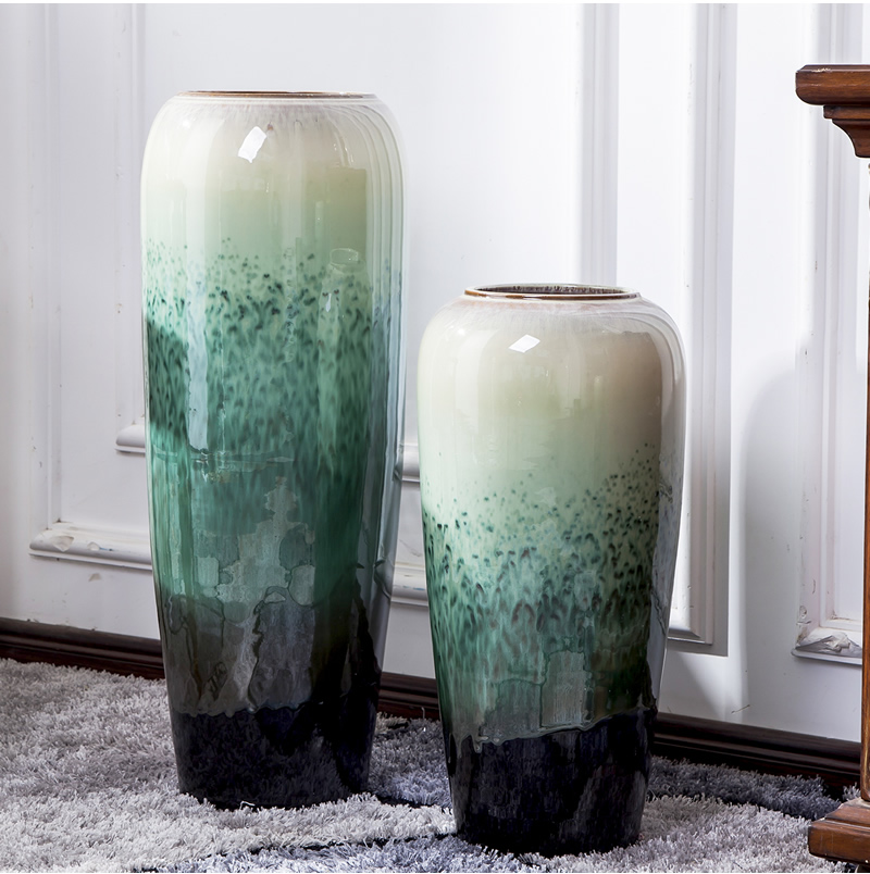 Jingdezhen big vase dried flowers flower arrangement sitting room decorate floor furnishing articles European - style originality large hydroponic flower decoration