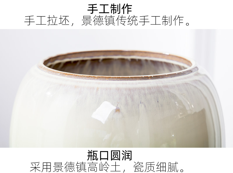 Jingdezhen big vase dried flowers flower arrangement sitting room decorate floor furnishing articles European - style originality large hydroponic flower decoration