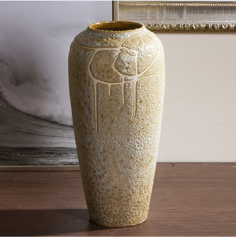 Jingdezhen ceramic vases, flower arranging coarse pottery Chinese porcelain art restoring ancient ways furnishing articles pottery dry flower vases sitting room