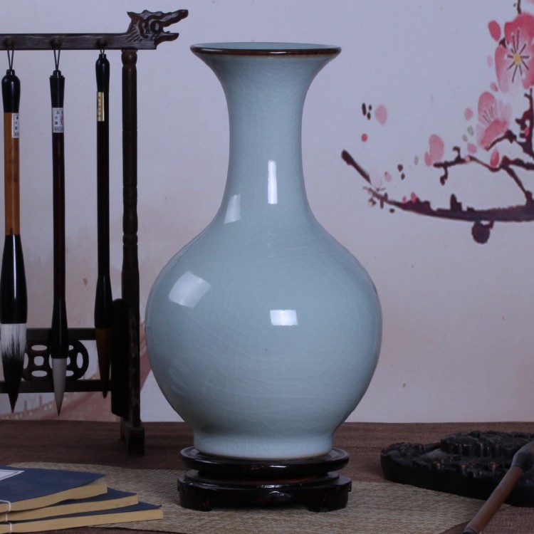 Archaize of jingdezhen ceramic up crack shadow blue glaze vase household adornment handicraft decoration furnishing articles sitting room