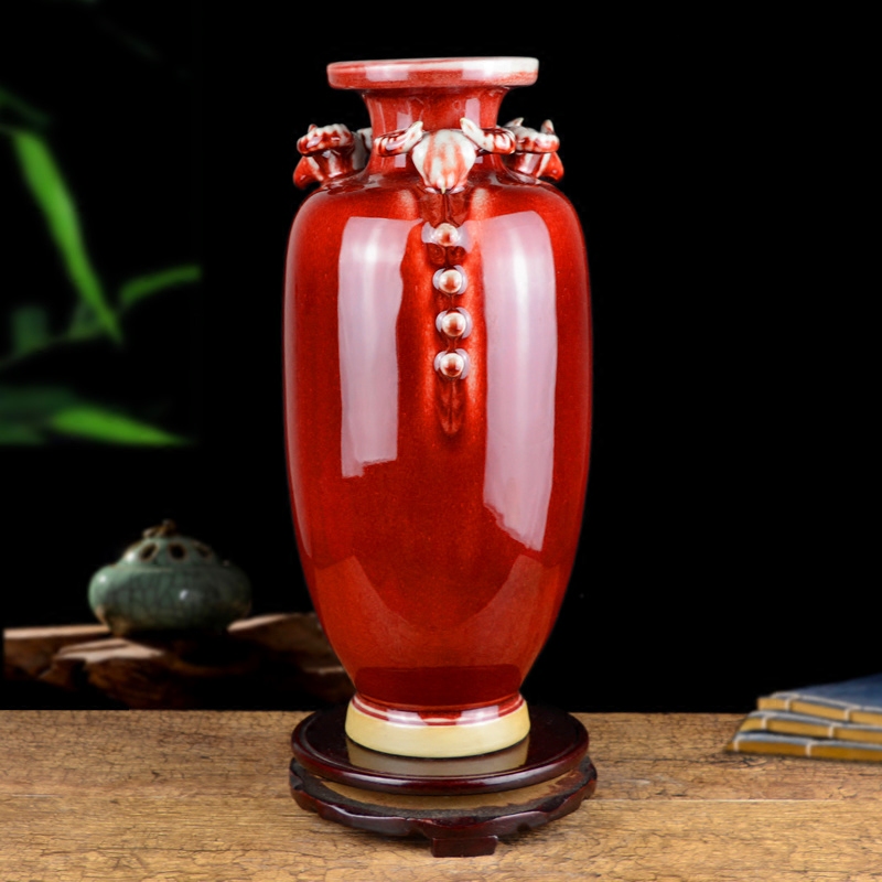 Jingdezhen ceramic vase furnishing articles sitting room of Chinese style three Yang kaitai rich ancient frame antique jun porcelain household ornaments