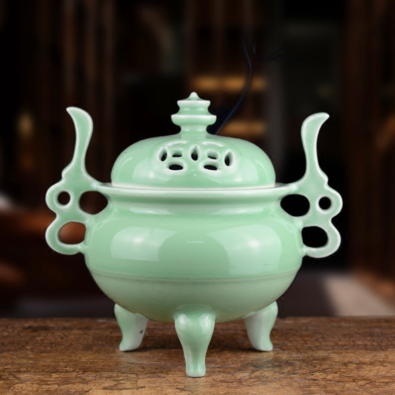 Jingdezhen ceramic smoked incense buner aromatherapy furnace large ancient longquan celadon tower joss stick for the Buddha temple supplies