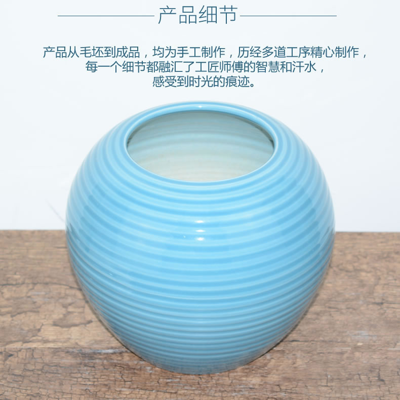 Jingdezhen ceramic Mediterranean style blues blue vase three - piece sitting room is contracted flower adornment furnishing articles