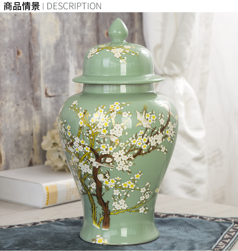 Jingdezhen ceramics general pot of large storage tank with cover Chinese style household soft adornment furnishing articles sitting room