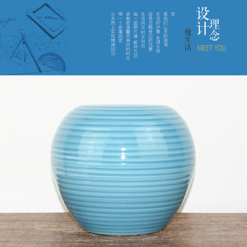 Jingdezhen ceramic Mediterranean style blues blue vase three - piece sitting room is contracted flower adornment furnishing articles