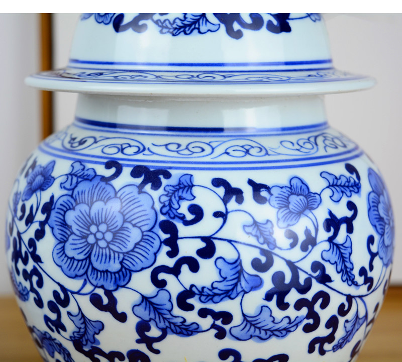 Jingdezhen ceramics pot cover Chinese blue and white porcelain vase general sitting room porch home furnishing articles