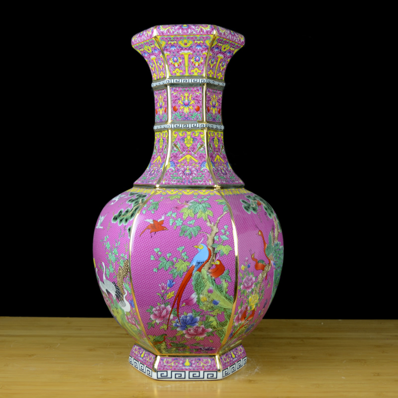 Jingdezhen chinaware paint colored enamel vase sitting room of Chinese style restoring ancient ways porch large home furnishing articles