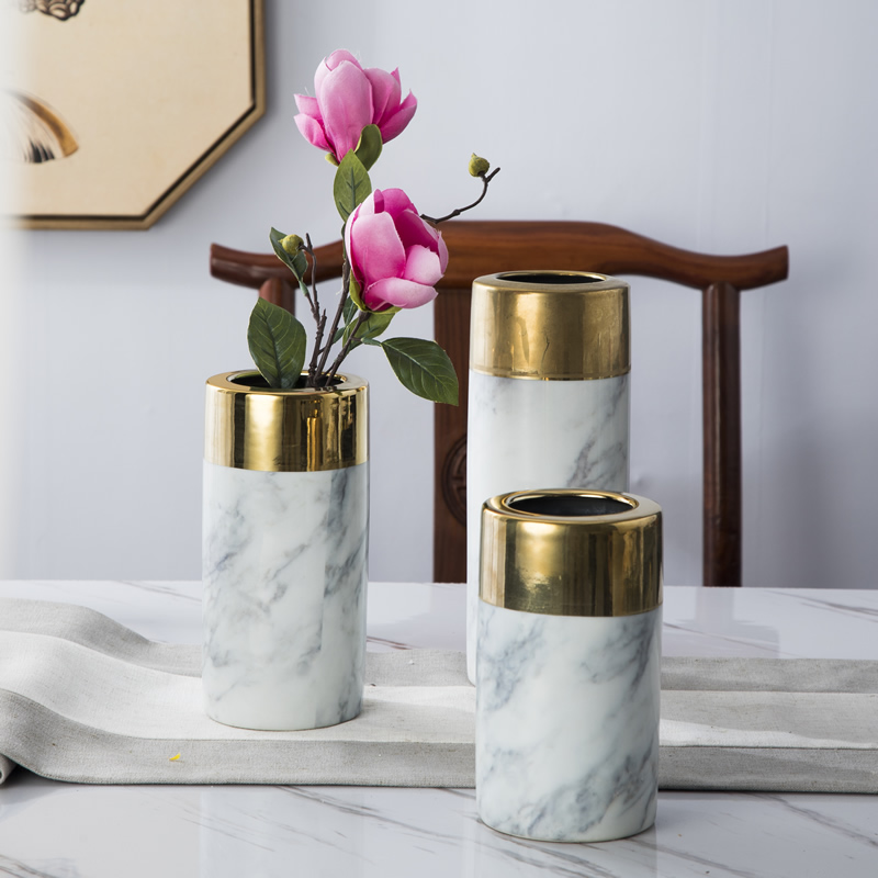 Nordic furnishing articles metal ceramic vase marble table dry flower flower arranging flower implement sitting room household soft adornment