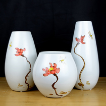 Jingdezhen ceramic new Chinese style hand-painted vase living room dried flower arrangement TV cabinet Home decoration crafts ornaments