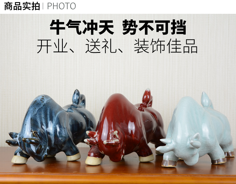 Jingdezhen ceramic ox furnishing articles home office TV ark, creative arts and crafts opening gifts decorations