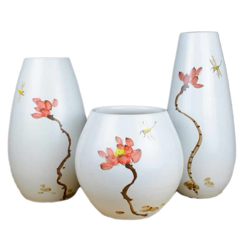 Jingdezhen ceramic hand - made vases, dried flowers, flower arrangement sitting room TV ark of new Chinese style household adornment handicraft furnishing articles