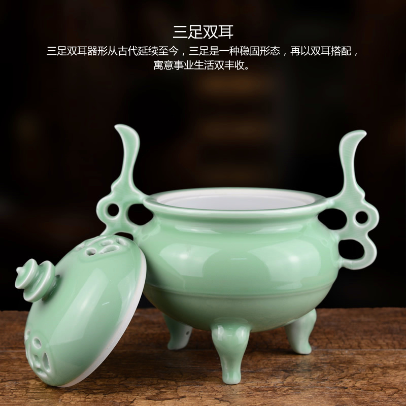 Jingdezhen ceramic smoked incense buner aromatherapy furnace large ancient longquan celadon tower joss stick for the Buddha temple supplies