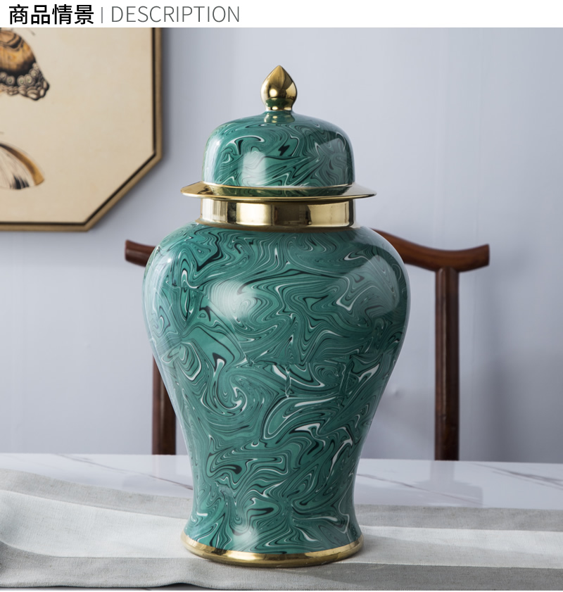 Jingdezhen ceramic general pot of modern American golden vase flower arrangement sitting room key-2 luxury household soft adornment is placed