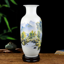 Jingdezhen ceramic pastel landscape painting large vase living room TV cabinet flower arrangement hydroponic home soft decoration ornaments