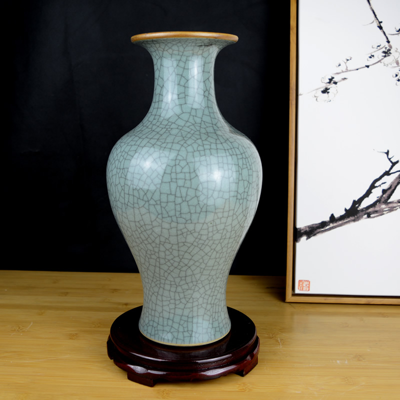 Chinese style restoring ancient ways of jingdezhen ceramics green glaze vase sitting room porch rich ancient frame home decoration handicraft furnishing articles